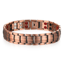 Мідний турмаліновий магнітний гематитовий титановий браслет для здоров'я та захисту 5в1 з позолотою