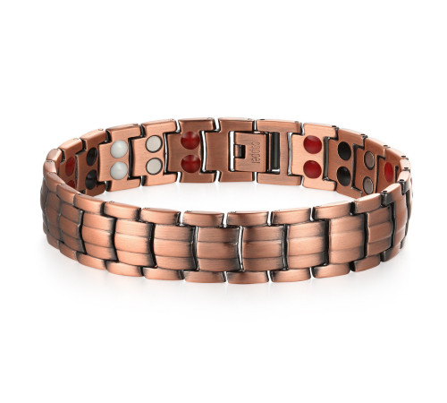 Мідний турмаліновий магнітний гематитовий титановий браслет для здоров'я та захисту 5в1 з позолотою