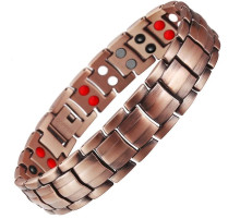 Мідний турмаліновий магнітний гематитовий титановий браслет для здоров'я та нормалізації тиску 5в1 з позолот