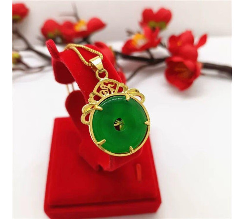 Золота підвіска Чарівний Дракон із зеленим турмаліном для достатку, удачі, щастя, багатство та здоров'я