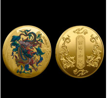 Золота монета Дракон для удачі ресурсів і багатства з мантрою Здоров'я