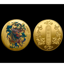 Золота монета Дракон для удачі ресурсів і багатства з мантрою Здоров'я