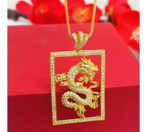 Золота підвіска Дракон із фіанітами приносить удачу, щастя, багатство та гарне здоров'я на 9 період