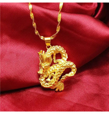 Золота підвіска Щасливий Дракон на ланцюжку приносить великий успіх, влада приносить у дім достаток, престиж