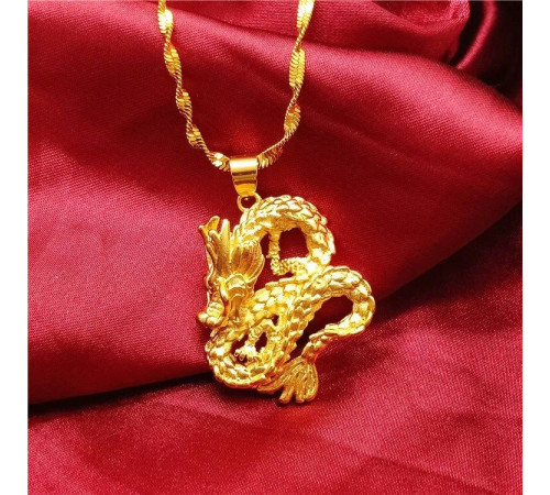 Золота підвіска Щасливий Дракон на ланцюжку приносить великий успіх, влада приносить у дім достаток, престиж