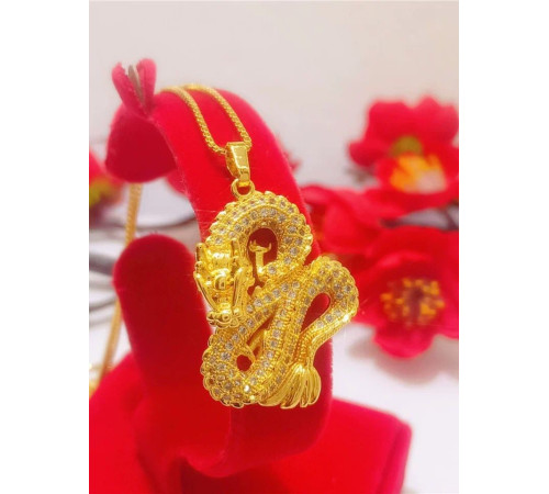 Золота підвіска Дракон із цитринами для багатства та удачі, здоров'я, щастя на 9 період