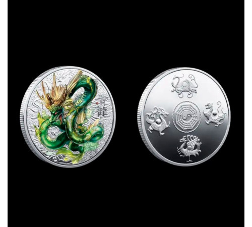 Срібна монета Сузіря Зеленого Дракона для успіху Удача та правильний вибір часу
