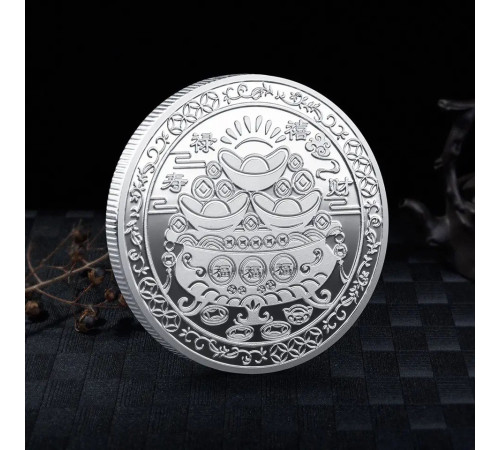 Срібна Монета Дракон і Фенікс для Щасливого браку, Гармонійних Відношень, захист здоров'я й грошей