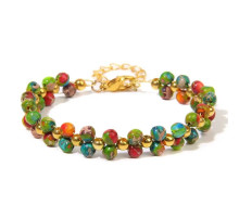 Тибетський браслет із хрестової яшми та турмаліну ручної роботи для захисту від сочка та для здоров'я