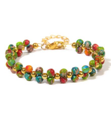 Тибетський браслет із хрестової яшми та турмаліну ручної роботи для захисту від сочка та для здоров'я