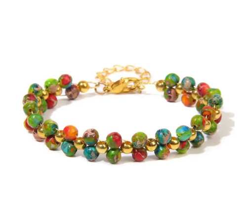 Тибетський браслет із хрестової яшми та турмаліну ручної роботи для захисту від сочка та для здоров'я