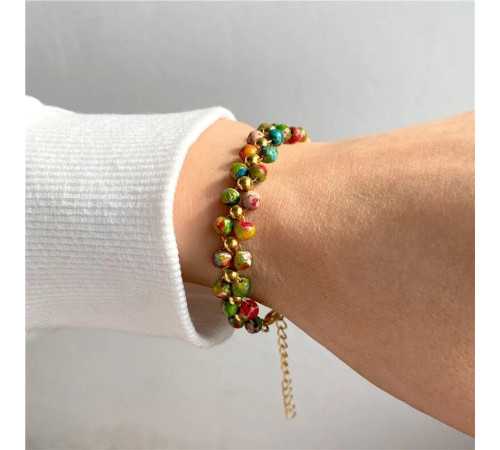 Тибетський браслет із хрестової яшми та турмаліну ручної роботи для захисту від сочка та для здоров'я