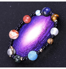 Тибетський браслет десять планет сонячної системи з натурального каменю Ляпіс, Яшма, Опал, Кварц, Агат, Тигр