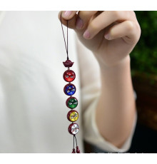 Тибетська підвіска Киноварі з П'ятиколірнимневаством Багатства для дев'ятого періоду Здоров'я, Багатство, Довгоріччя