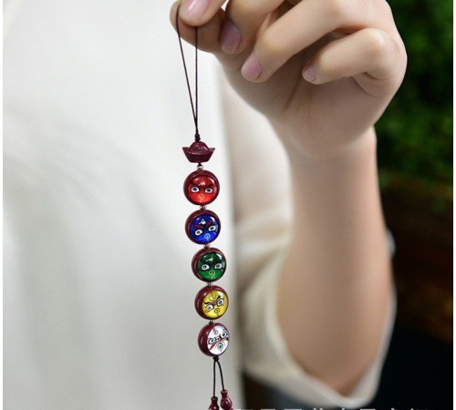 Тибетська підвіска Киноварі з П'ятиколірнимневаством Багатства для дев'ятого періоду Здоров'я, Багатство, Довгоріччя