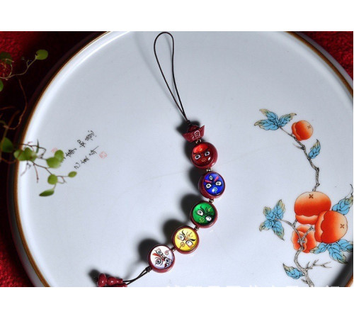 Тибетська підвіска Киноварі з П'ятиколірнимневаством Багатства для дев'ятого періоду Здоров'я, Багатство, Довгоріччя