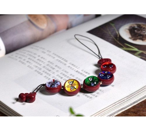 Тибетська підвіска Киноварі з П'ятиколірнимневаством Багатства для дев'ятого періоду Здоров'я, Багатство, Довгоріччя