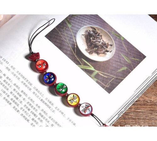 Тибетська підвіска Киноварі з П'ятиколірнимневаством Багатства для дев'ятого періоду Здоров'я, Багатство, Довгоріччя