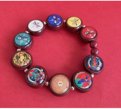 Тибетський браслет Кінарі з 555 Багатства для 9 періоду з Буддою Медицини, Тара, Джамбал, Манжушрі