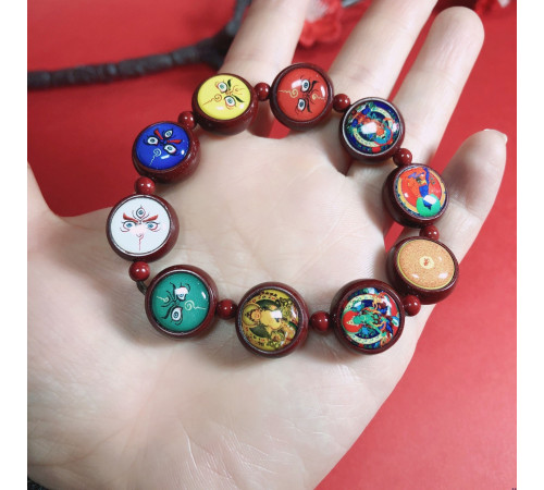 Тибетський браслет Кінарі з 555 Багатства для 9 періоду з Буддою Медицини, Тара, Джамбал, Манжушрі