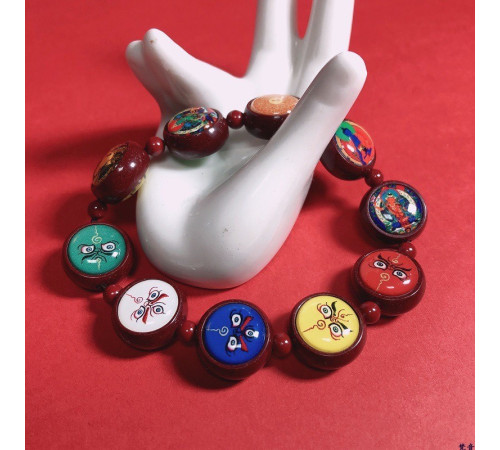 Тибетський браслет Кінарі з 555 Багатства для 9 періоду з Буддою Медицини, Тара, Джамбал, Манжушрі