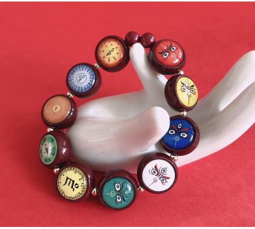 Тибетський браслет ручної роботи Киноварі з їжте Багатства для 9 періоду Здоров'я, гроші, Енергія, Удача