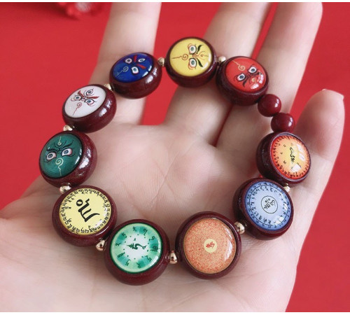 Тибетський браслет ручної роботи Киноварі з їжте Багатства для 9 періоду Здоров'я, гроші, Енергія, Удача