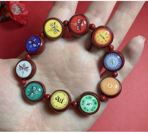 Тибетський браслет ручної роботи Киноварі з їжте Багатства для 9 періоду Здоров'я, гроші, Енергія, Удача