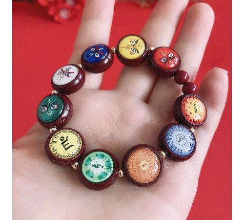 Тибетський браслет ручної роботи Киноварі з їжте Багатства для 9 періоду Здоров'я, гроші, Енергія, Удача