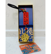 Тибетський Брелок Амулет Золотий Дракон для Багатства з мантрою 9 період, Удачі, Здоров'я, Захисти для Авто Офіс