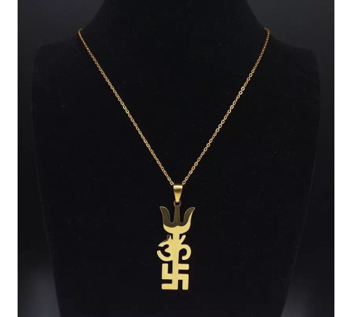 Золота підвіска Тришула зі знаком ОМ і Символ Тризуб захист для безпеки та багатства