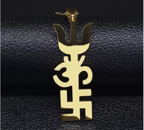 Золота підвіска Тришула зі знаком ОМ і Символ Тризуб захист для безпеки та багатства