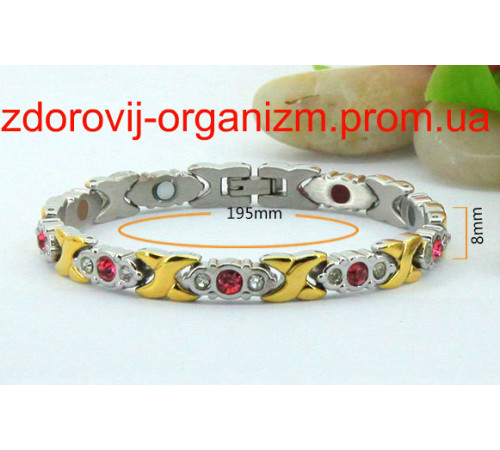 Титановий магнітно-турмаліновий браслет 4В1 Рубін