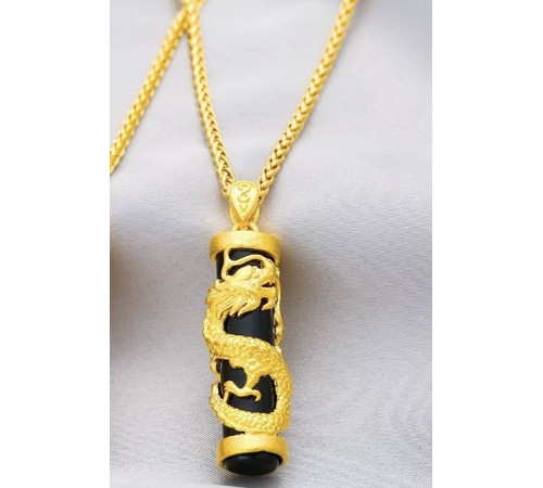 Золота підвіска Дракон із турмаліном приносить Велику Удачу з символом Фук, Багатство та здоров'я, успіх