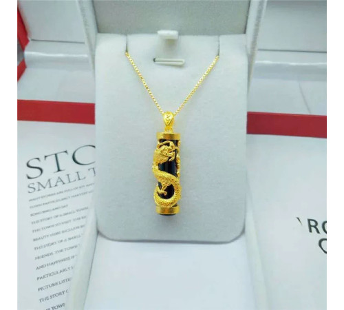 Золота підвіска Дракон із турмаліном приносить Велику Удачу з символом Фук, Багатство та здоров'я, успіх