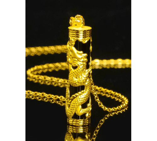 Золота підвіска Дракон із турмаліном приносить Велику Удачу з символом Фук, Багатство та здоров'я, успіх