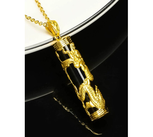 Золота підвіска Дракон із турмаліном приносить Велику Удачу з символом Фук, Багатство та здоров'я, успіх