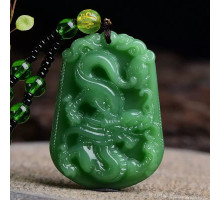 Тибетська Сакральна підвіска Зелений Нефритовий Дракон для вашого здоров'я, багатства та виготовлення ваших желу