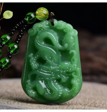 Тибетська Сакральна підвіска Зелений Нефритовий Дракон для вашого здоров'я, багатства та виготовлення ваших желу