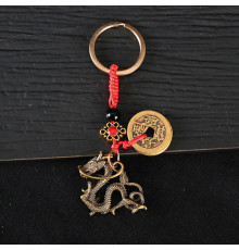 Брелок Тибетський Містичний Дракон із китайськими монетами для удачі, Багатства, Захисту, Здоров'я та тривалої життя