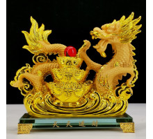 Статуетка Золотий Дракон із вазою багатства, для процвітання, Ізобіля та Здоров'я Фук 19*17см