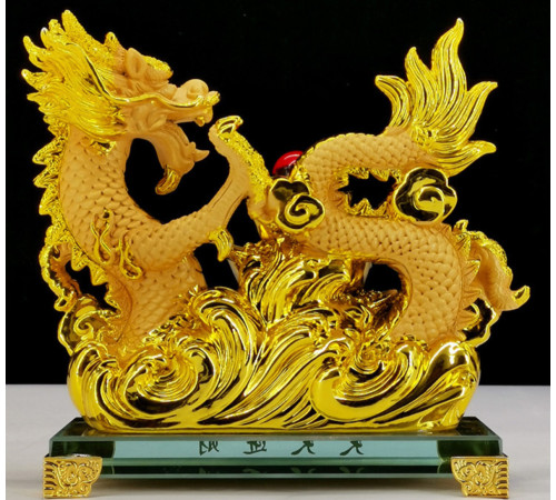 Статуетка Золотий Дракон із вазою багатства, для процвітання, Ізобіля та Здоров'я Фук 19*17см