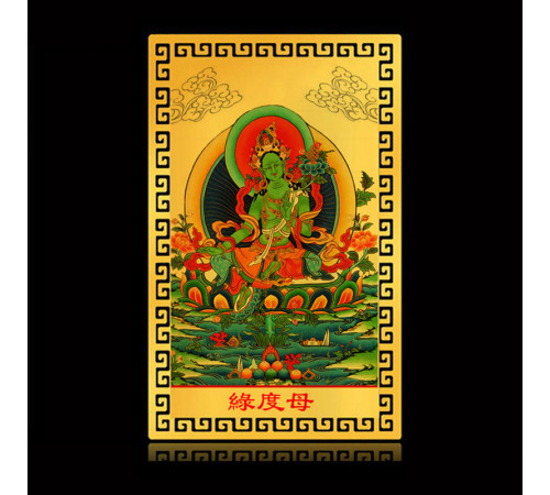 Золота картка Зелена Богиня Тара Амулет для усунення перешкод і швидкого успіху на 20 років на дев'ятий