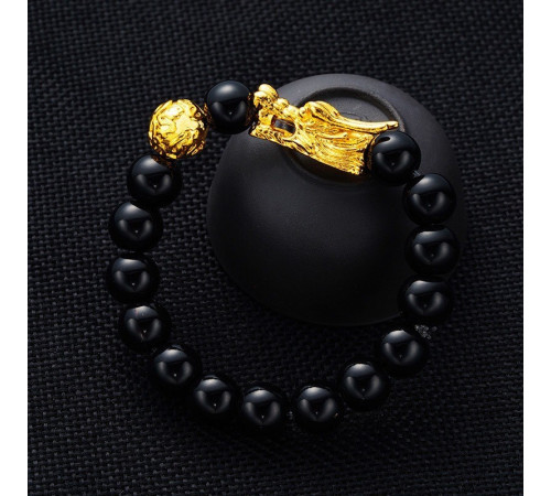 Браслет Дракон із Чорного Агата для Здоров'я, Захисти та Великі скарби з Сінгапуру на 9 період