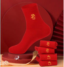 Турмалінові шкарпетки Червоні з Драконом для удачі, Процвітання, Здоров'я і Успіху в 9 періоді
