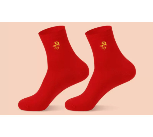 Турмалінові шкарпетки Червоні з Драконом для удачі, Процвітання, Здоров'я і Успіху в 9 періоді