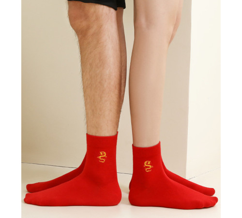 Турмалінові шкарпетки Червоні з Драконом для удачі, Процвітання, Здоров'я і Успіху в 9 періоді