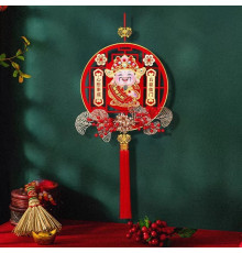 Прикраса Підвіска на стіну Бог Багатства в червоному кольорі на батарейках на Багатство та Процвітання 83*40см