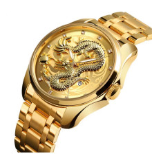 Золотий годинник із Драконом зі світними стрілками та фіанітами із золотим циферблатом для удачі, Здоров'я