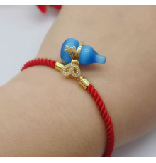 Тибетський Браслет на червоній нитці Гарбуз Ву Лу для здоров'я й повноцінного життя Будди Медицини з ляпи-лазуриту